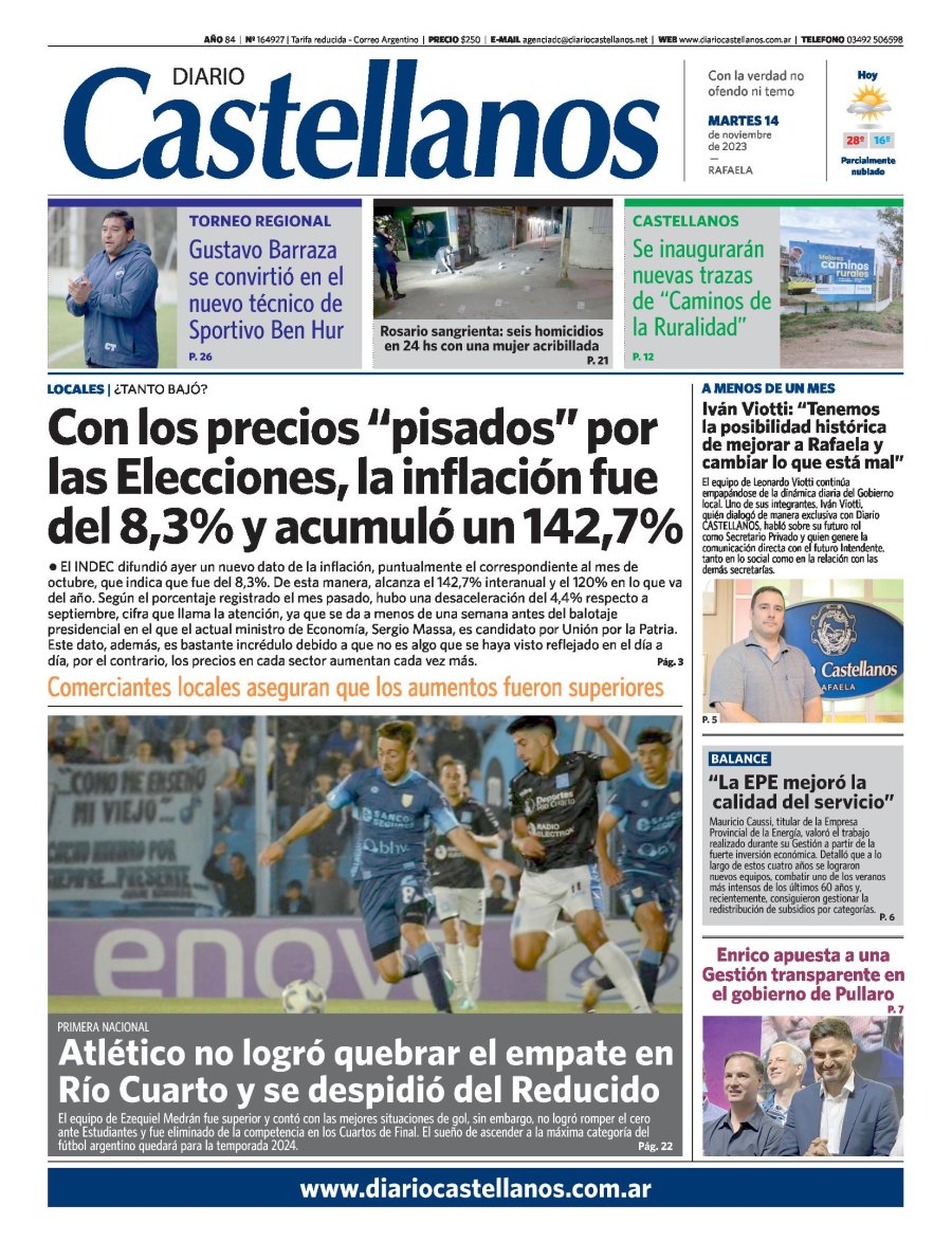 Tapa y diario Castellanos…Informate!!!!!