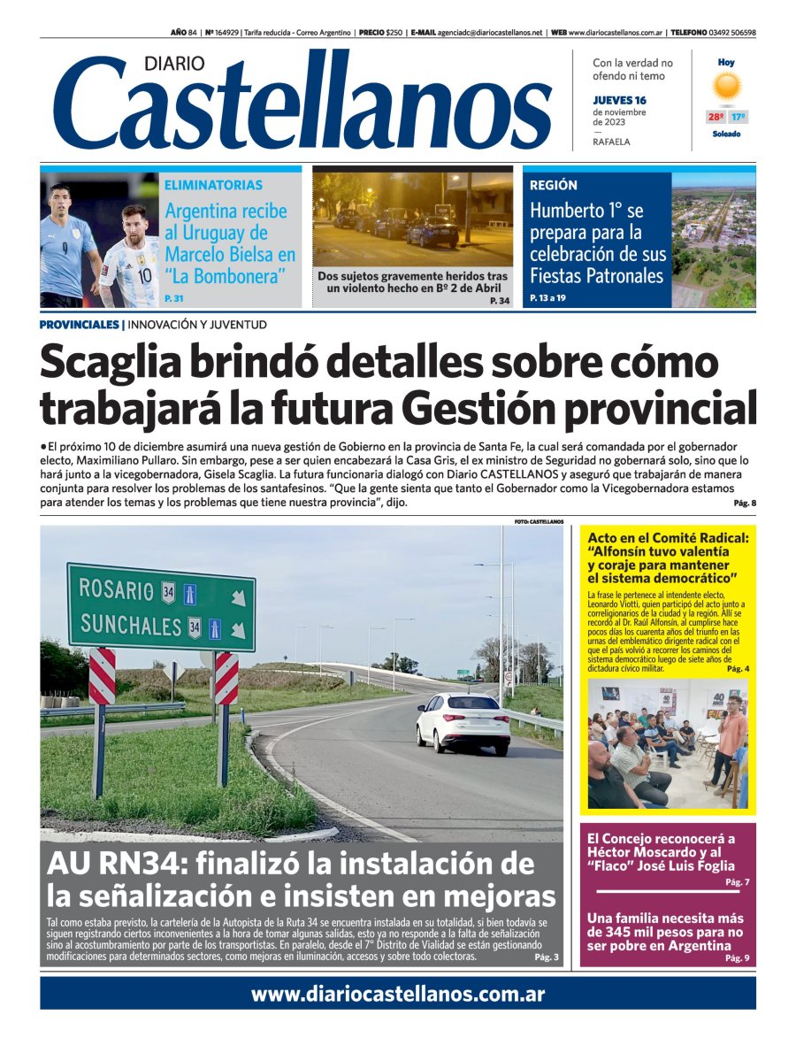 Tapa y diario Castellanos…..Informate!!
