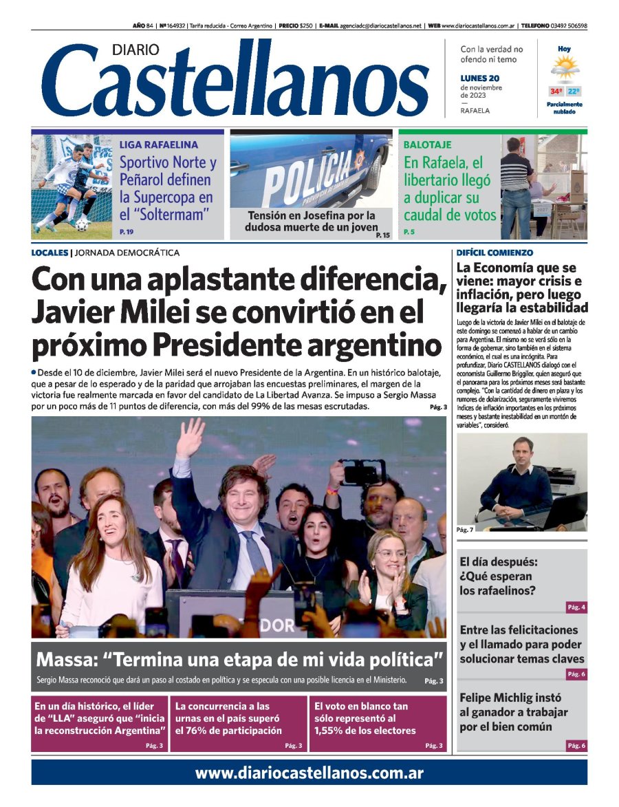 Tapa y diario Castellanos…Informate!!