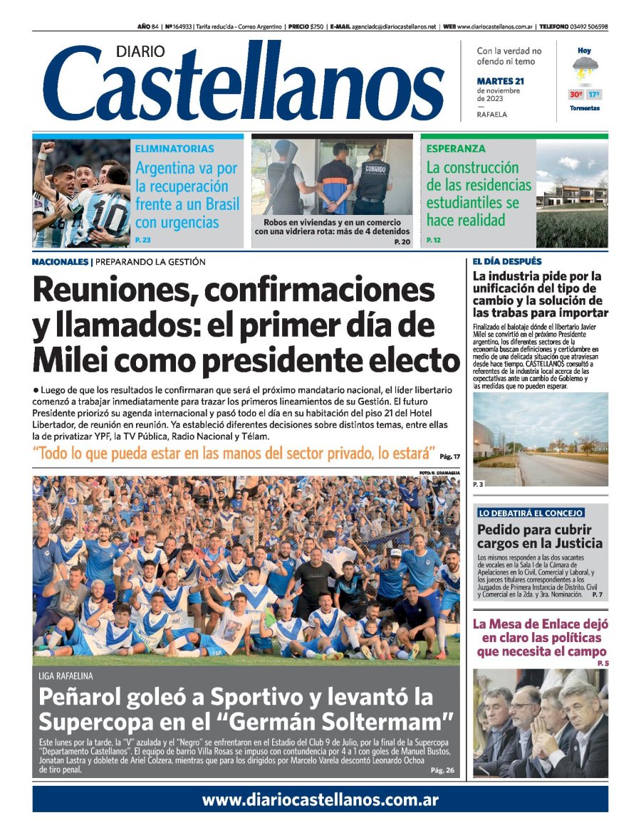 Tapa y diario Castellanos….Informate !!