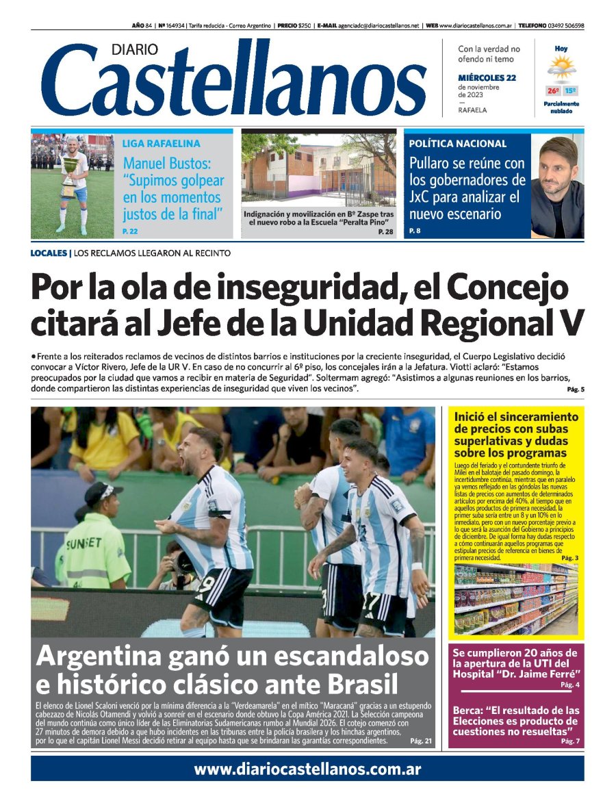 Tapa y diario Castellanos…Informate!!