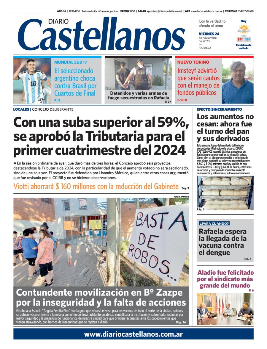 Tapa y diario Castellanos…Informate!