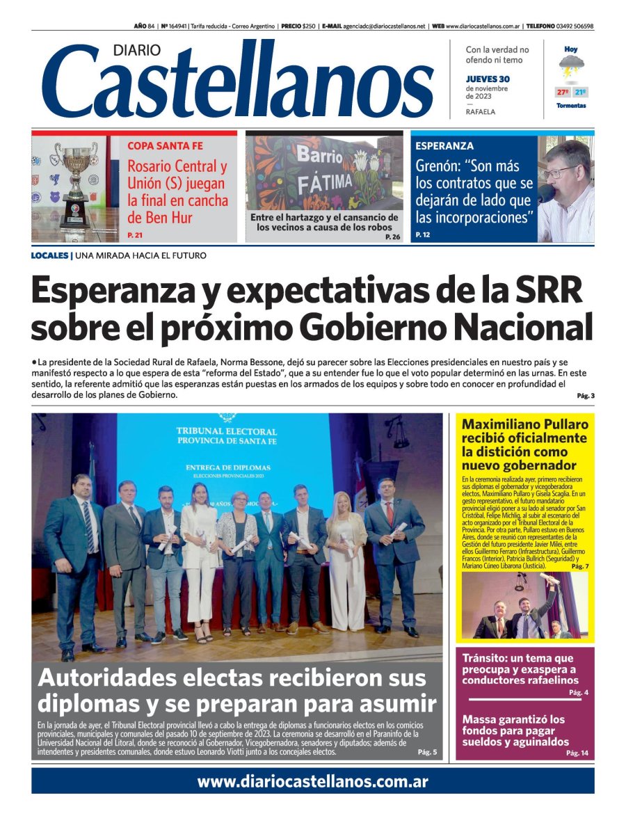 Tapa y diario Castellanos …Informate!!!!