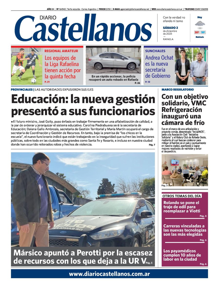 Tapa y diario Castellanos….Informate!