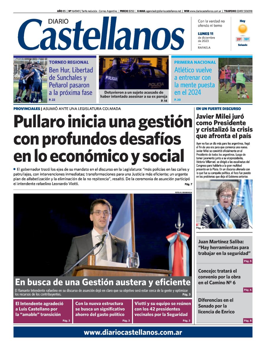 Tapa y diario Castellanos…Informate!
