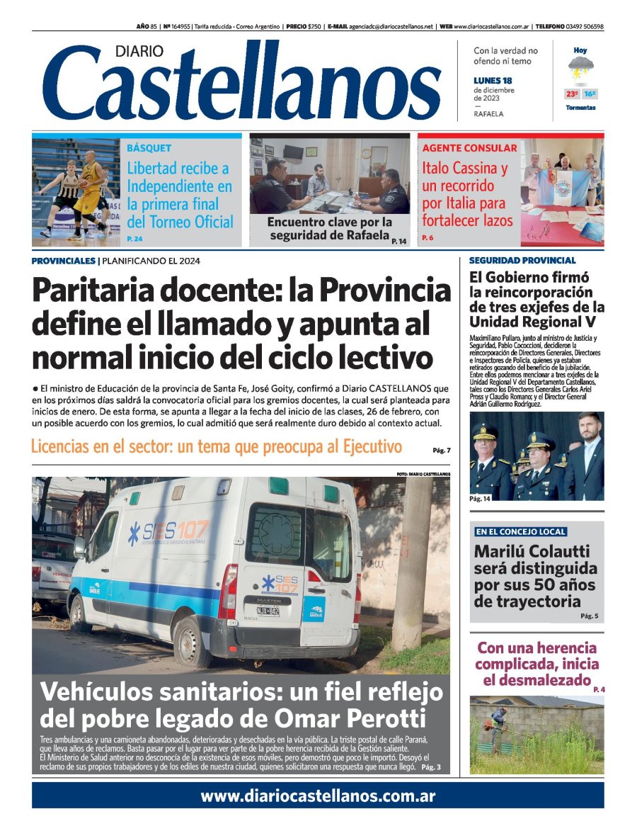 Tapa y diario Castellanos…Informate!