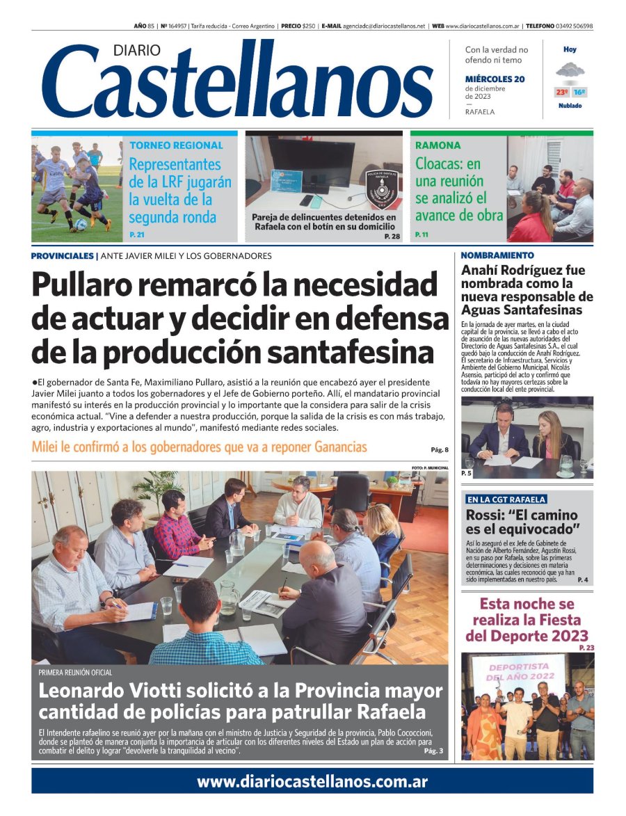 Tapa y diario Castellanos…Informate!