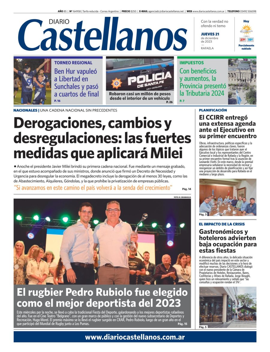 Tapa y diario Castellanos…Informate!!