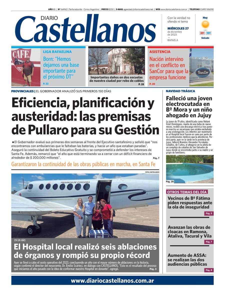 Tapa y diario Castellanos…Informate!