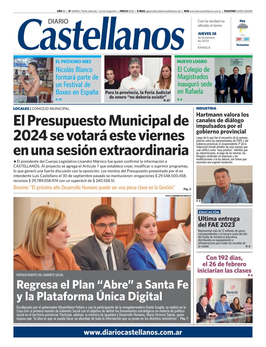 Tapa y diario Castellanos…Informate!