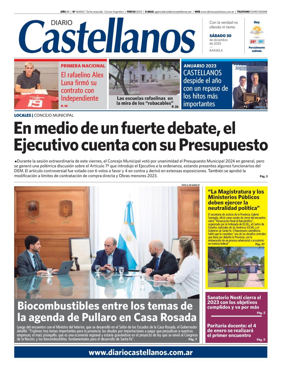 Tapa y diario Castellanos…Informate!