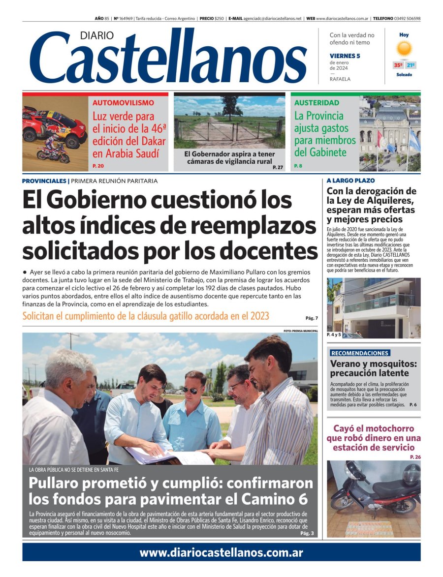 Tapa y diario Castellanos…Informate!