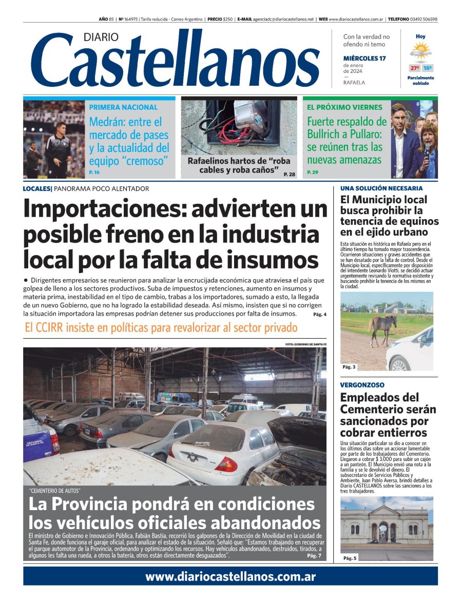Tapa y diario Castellanos….Informate!!