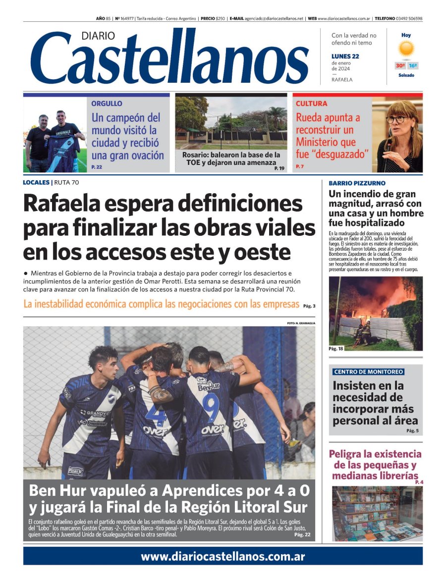 Tapa y diario Castellanos…Informate !!