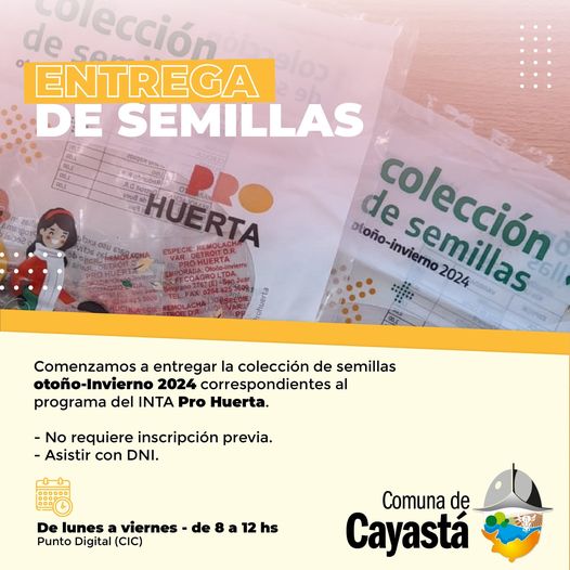 CAYASTA: SE ESTAN ENTREGANDO LAS SEMILLAS DEL INTA PRO HUERTA