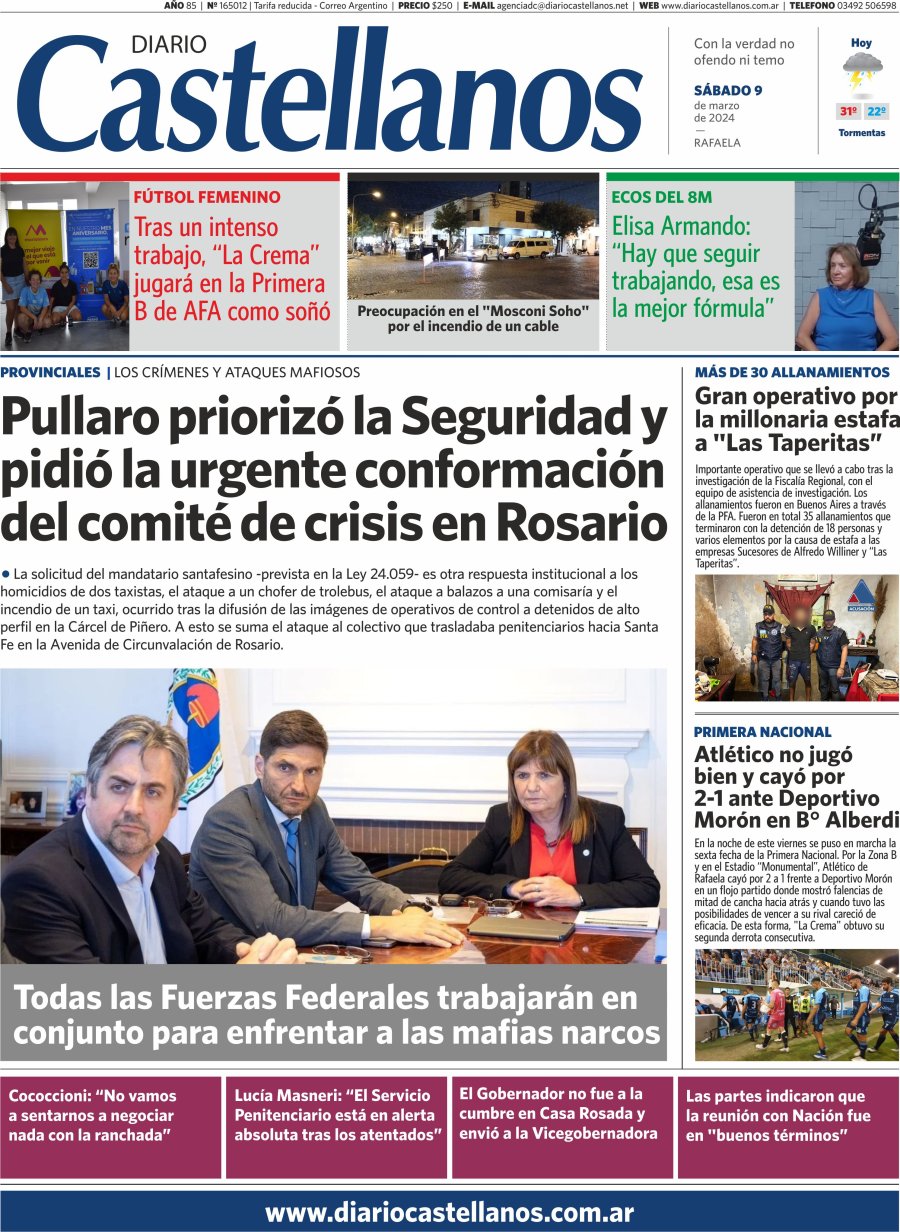 Tapa y diario Castellanos…Informate!