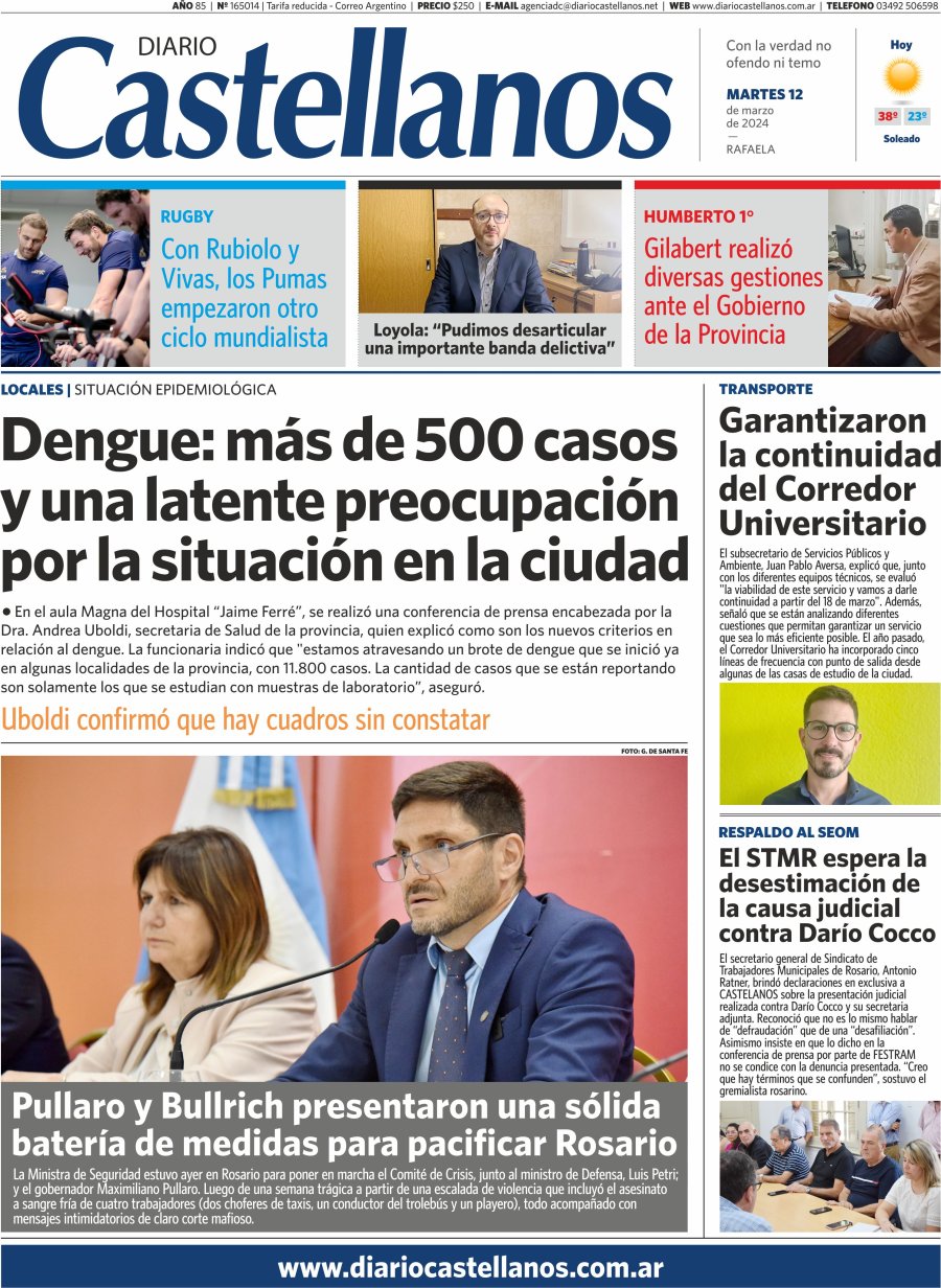 Tapa y diario Castellanos …Informate!