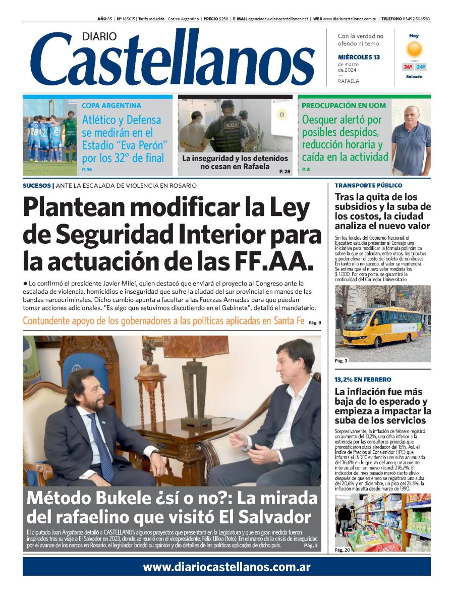 Tapa y diario Castellanos …Informate!