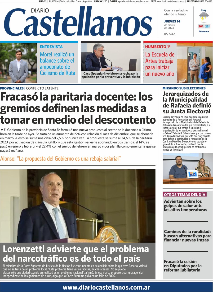 Tapa y diario Castellanos….Informate!!