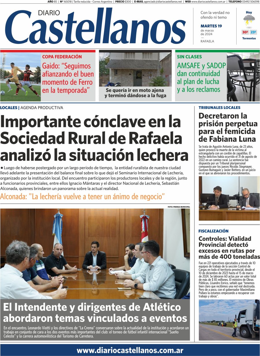Tapa y diario Castellanos….Informate!