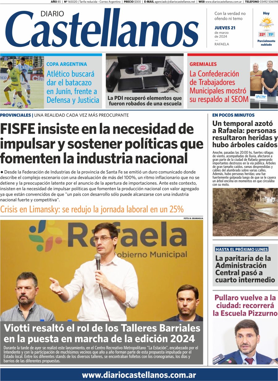 Tapa y diario Castellanos….Informate!