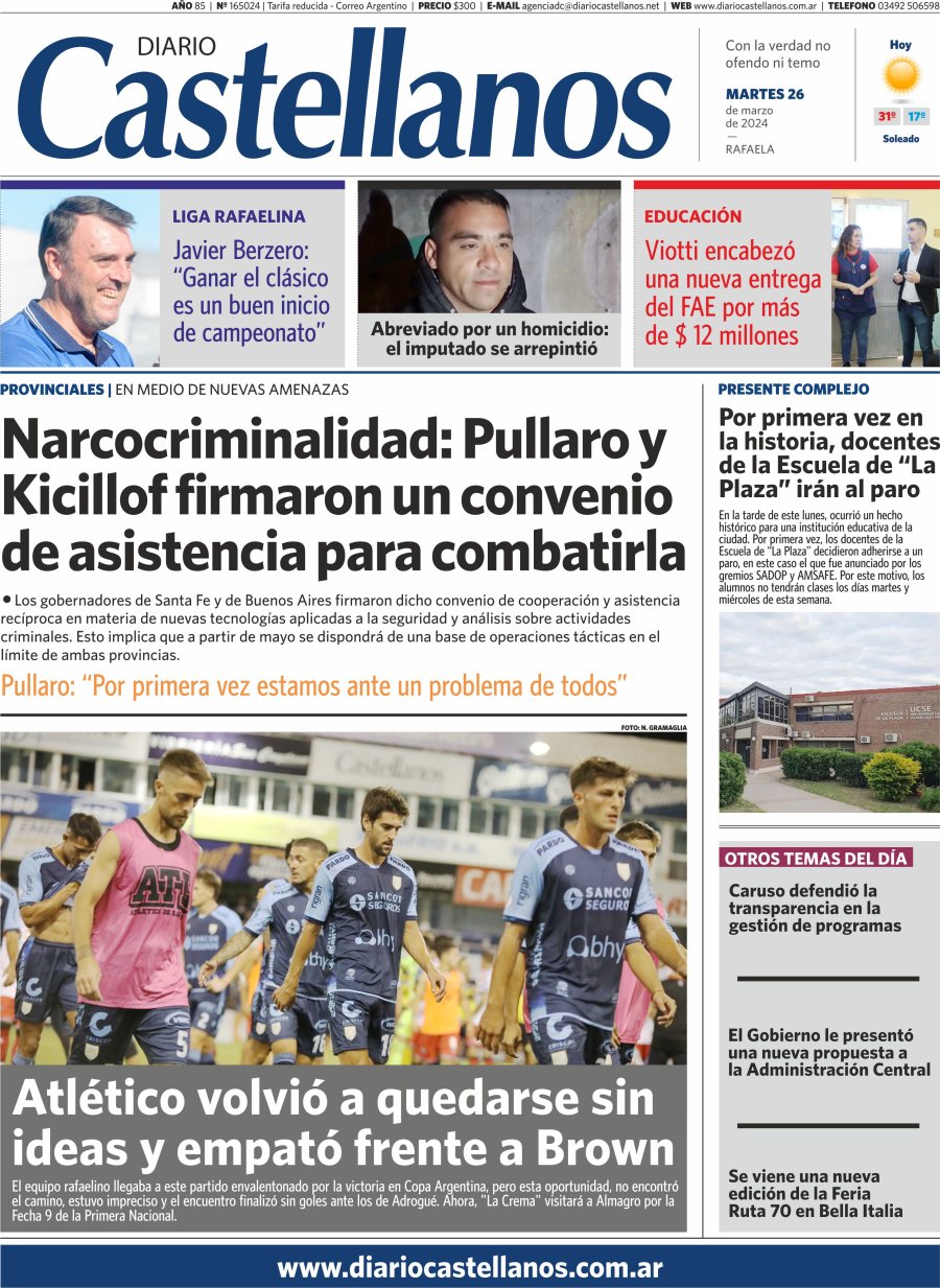 Tapa y diario Castellanos…Informate!