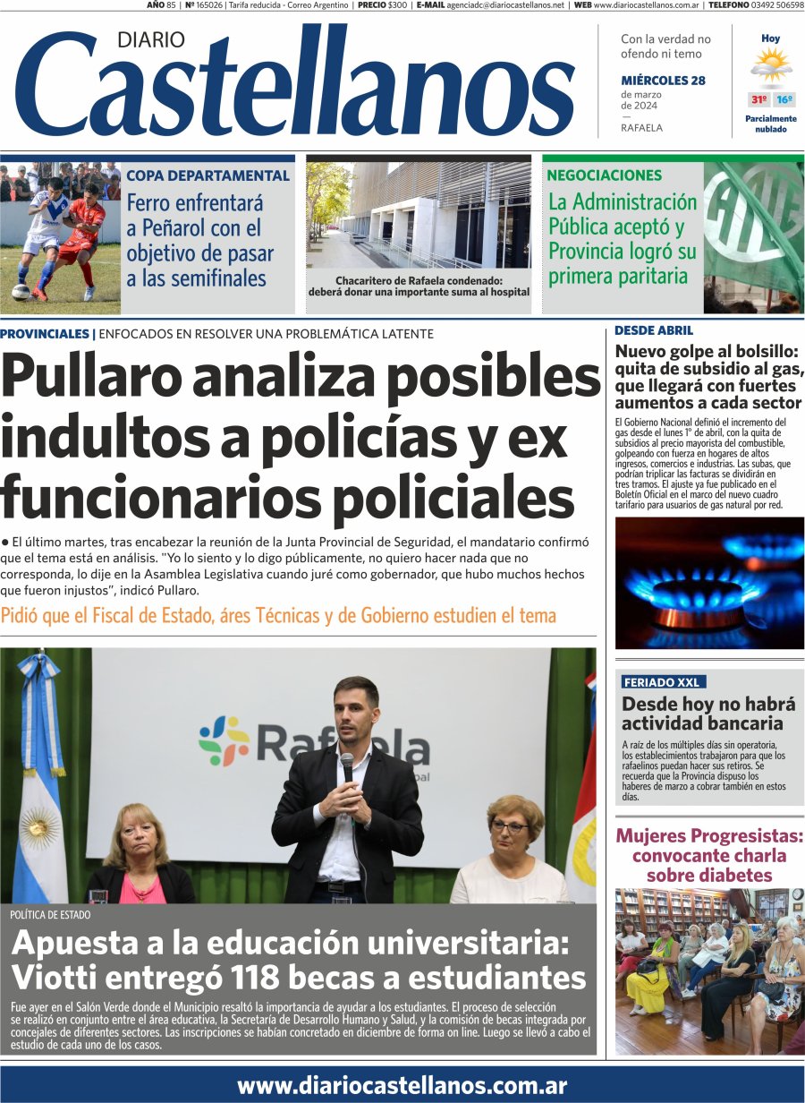 Tapa y diario Castellanos…Informate!