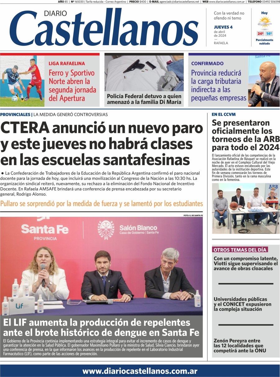 Tapa y diario Castellanos…Informate