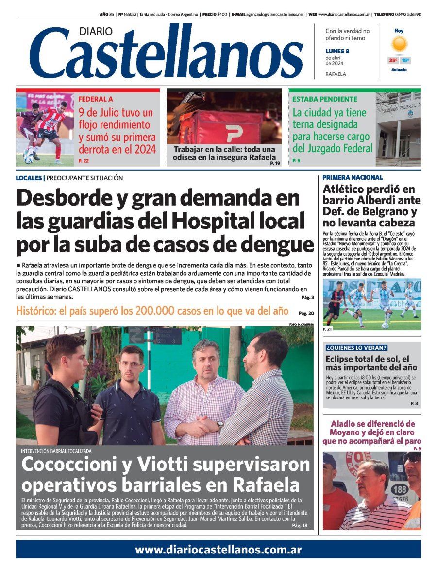 Tapa y diario Castellanos…Informate!