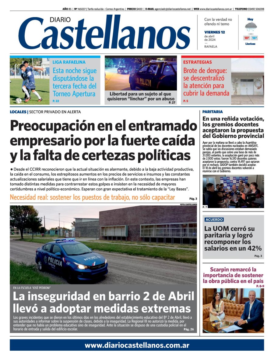 Tapa y diario Castellanos…Informate!!
