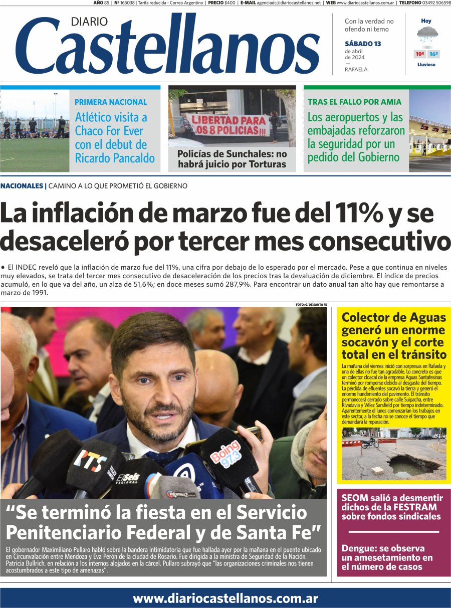 Tapa y diario Castellanos…..Informate!!!
