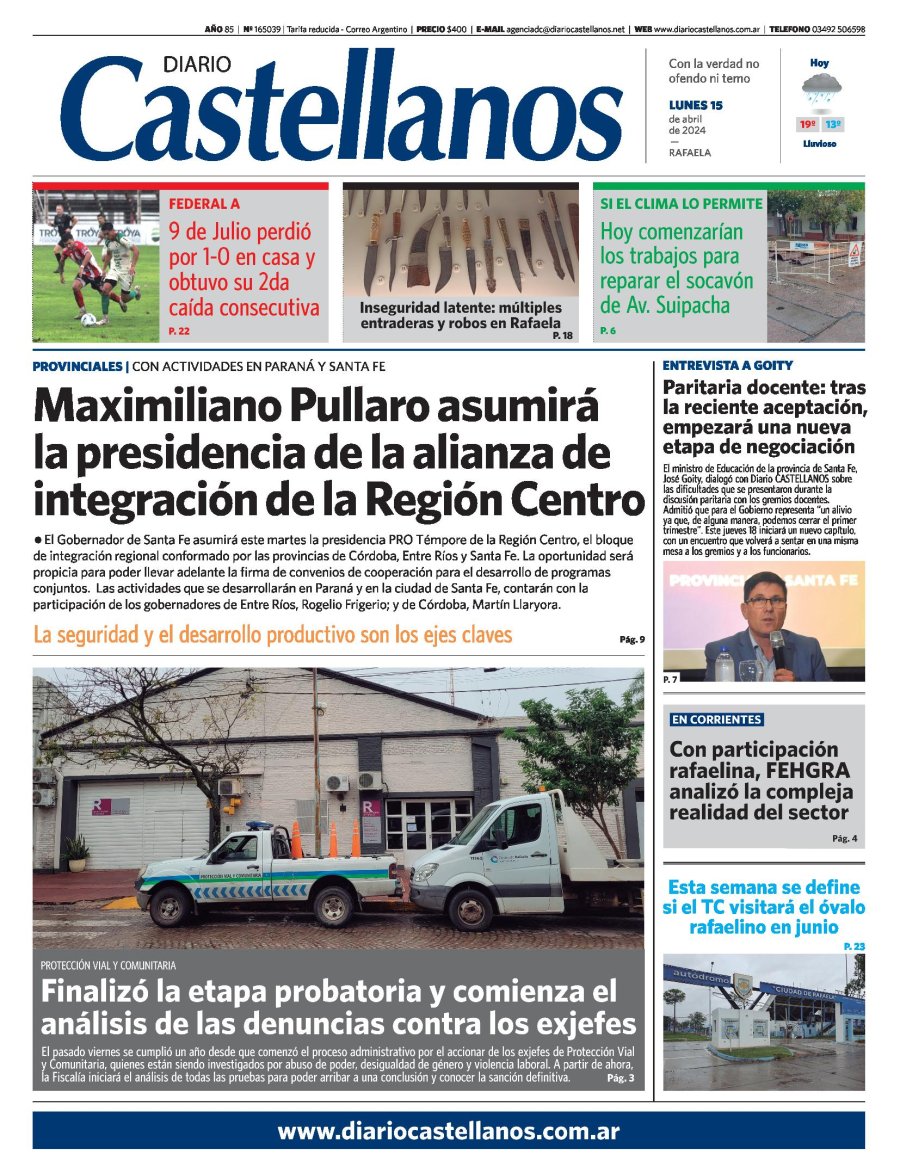 Tapa y diario Castellanos…Informate!