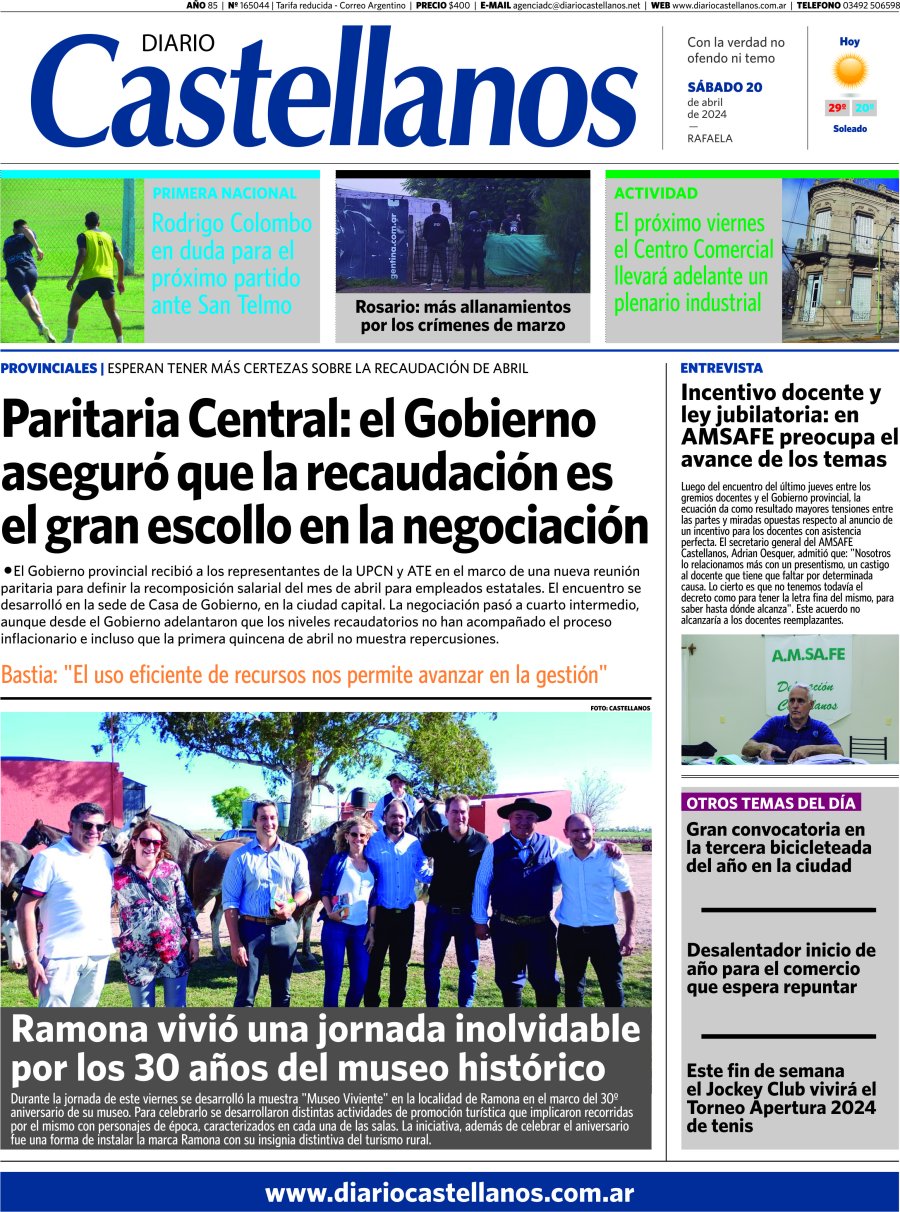 Tapa y diario Castellanos….Informate!