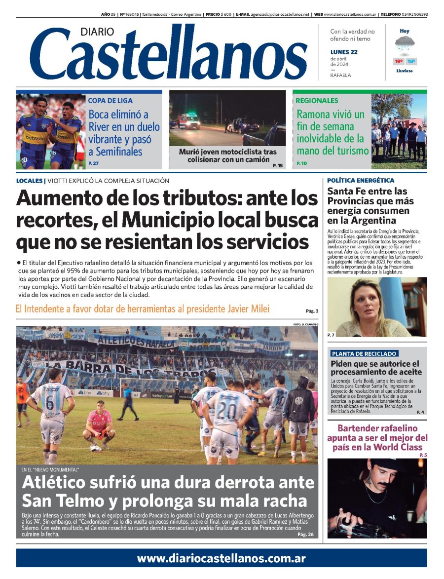 Tapa y diario Castellanos…Informate!