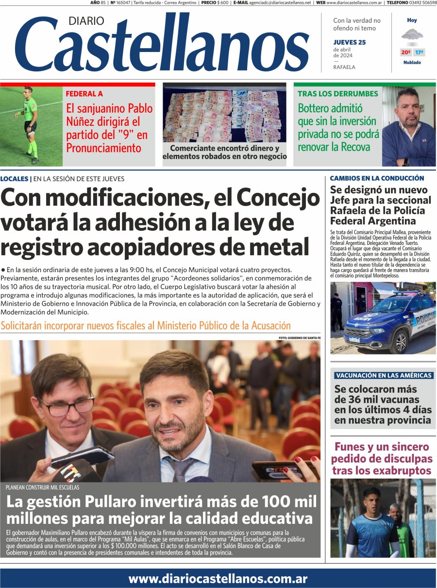 Tapa y diario Castellanos….Informate!!!