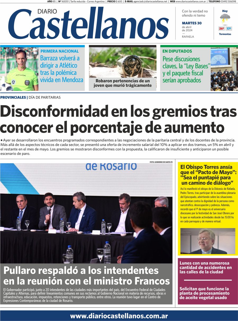 Tapa y diario Castellanos…Informate!!