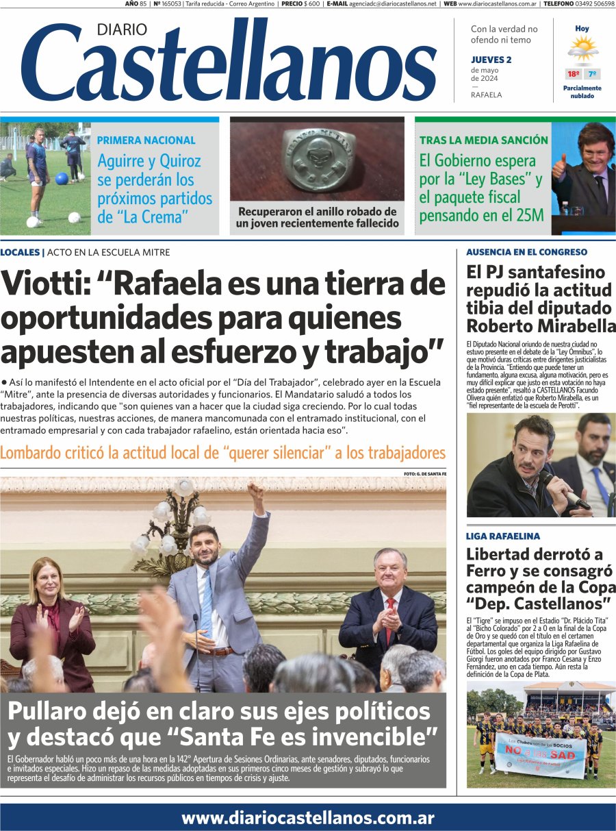 Tapa y diario Castellanos…Informate!!