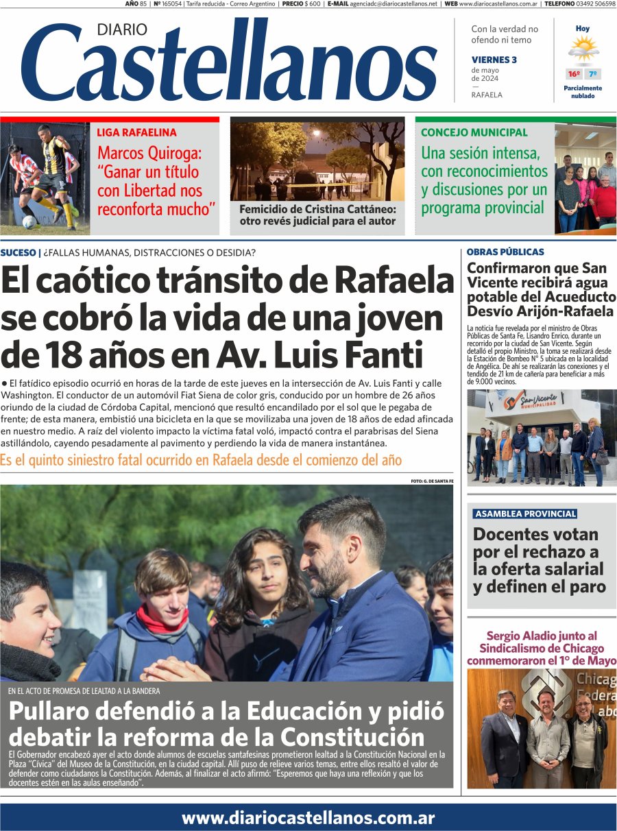 Tapa y diario Castellanos…Informate!