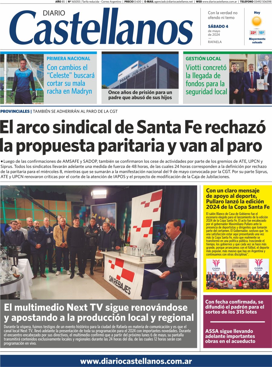 Tapa y diario Castellanos…Informate!!