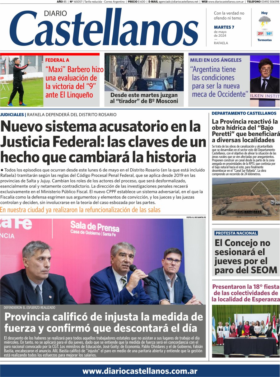 Tapa y diario Castellanos…Informate!