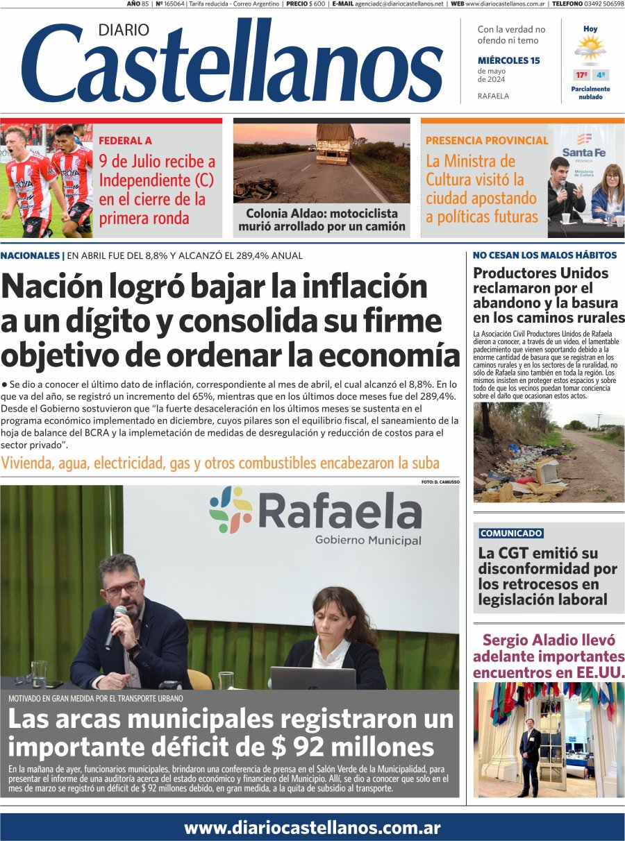 Tapa y diario Castellanos…Informate!