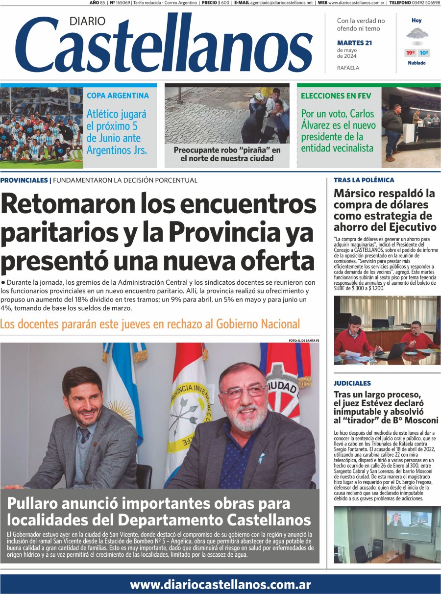 Tapa y diario Castellanos….Informate!