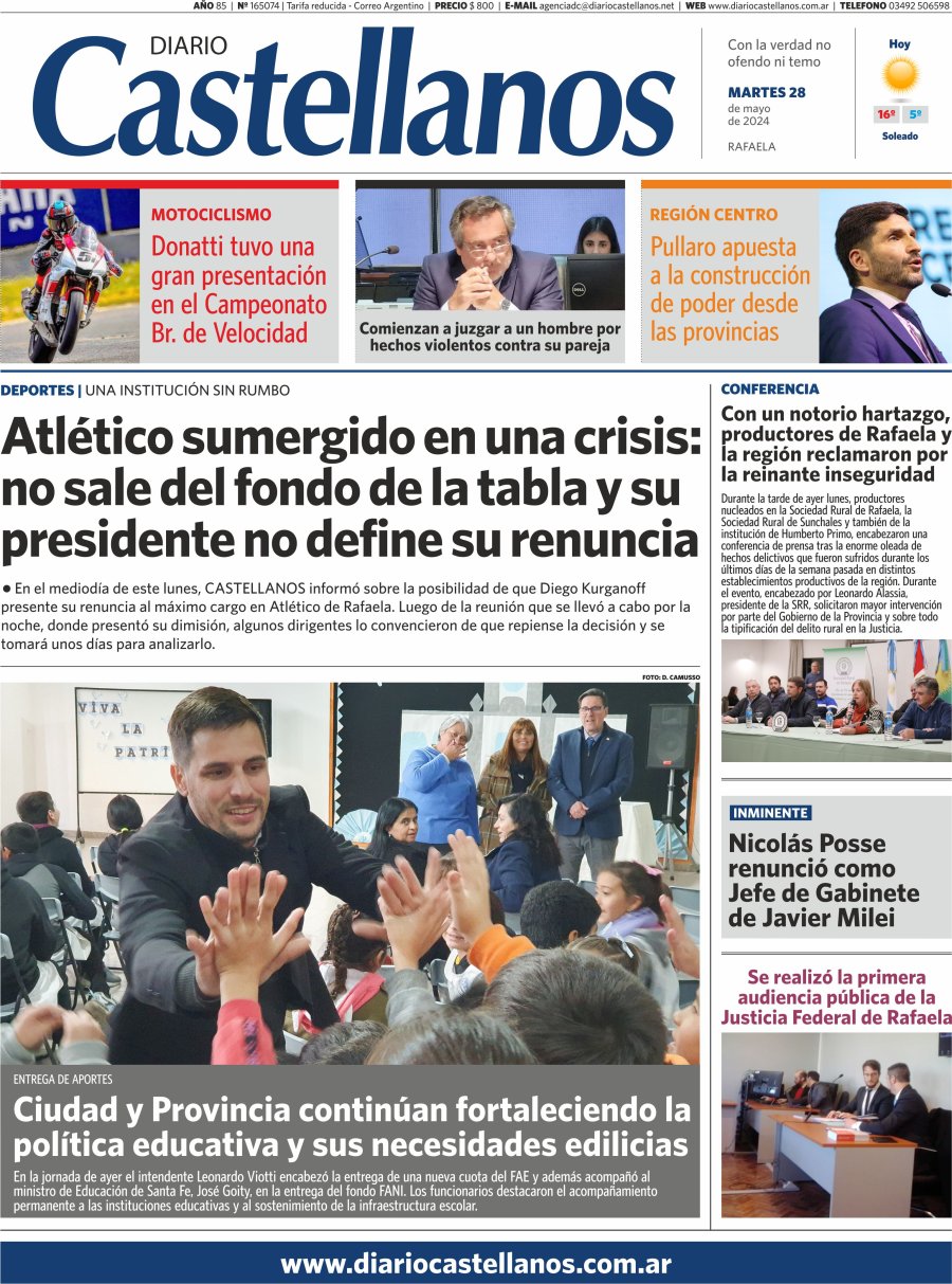 Tapa y diario Castellanos…Informate!!
