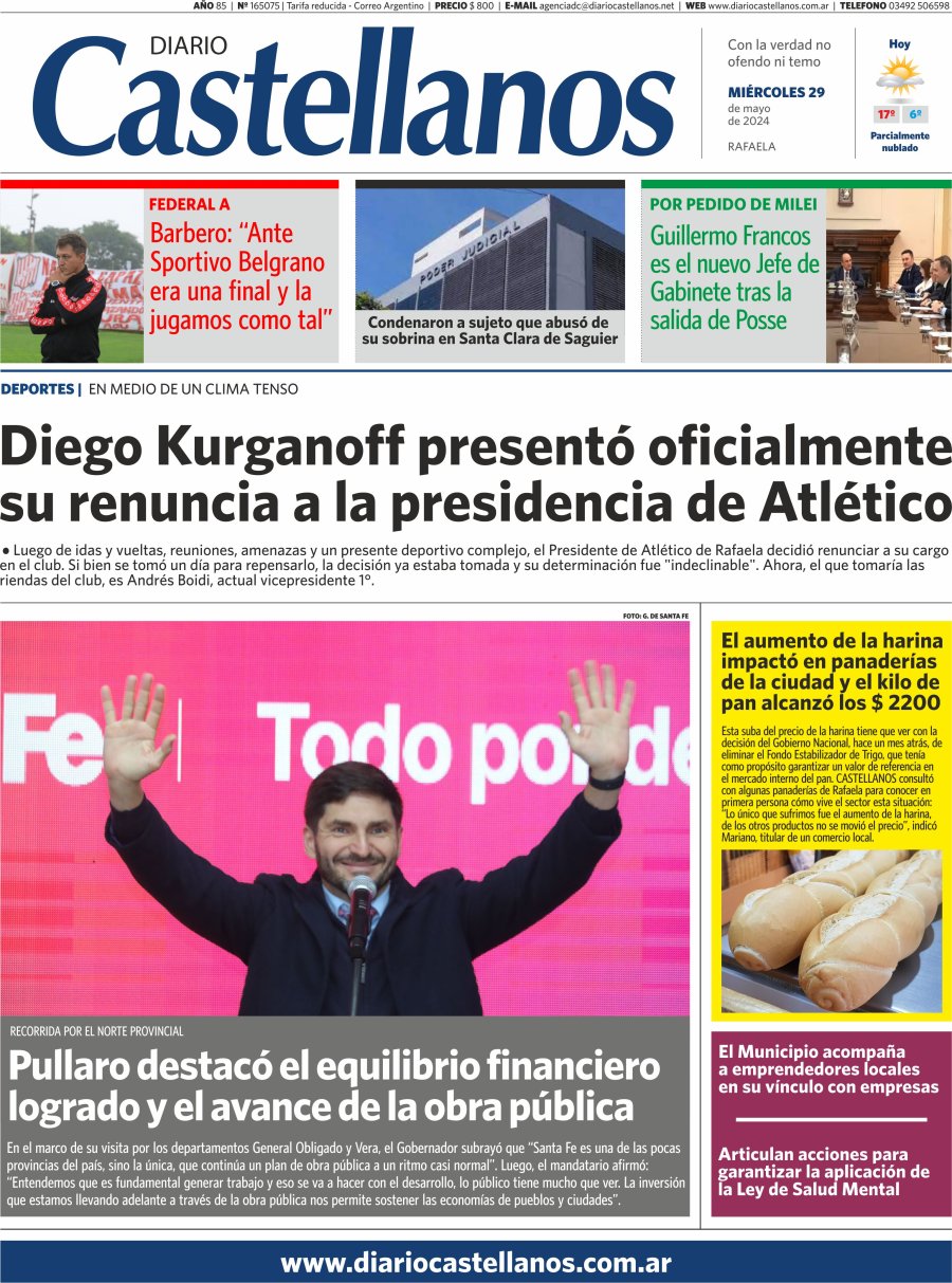 Tapa y diario Castellanos…Informate!!