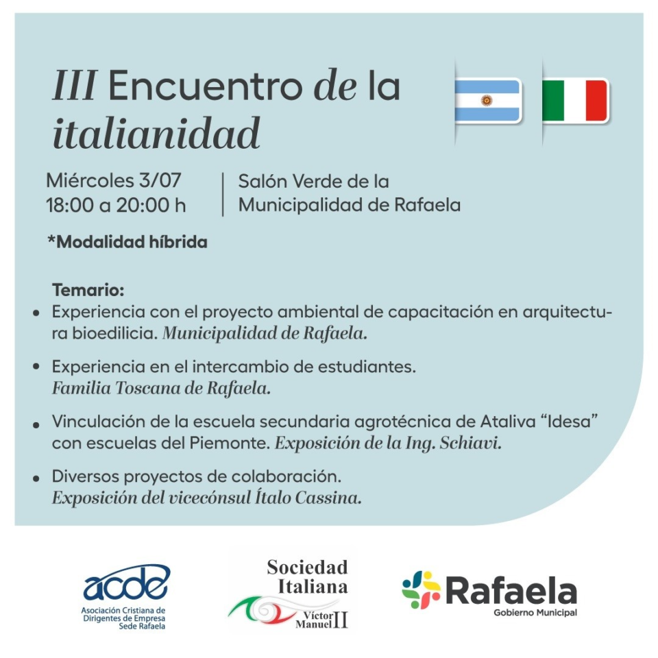 Se llevará a cabo el 3° Encuentro de la Italianidad