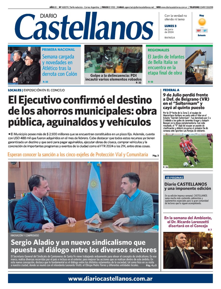 Tapa y diario Castellanos….Informate!!!!