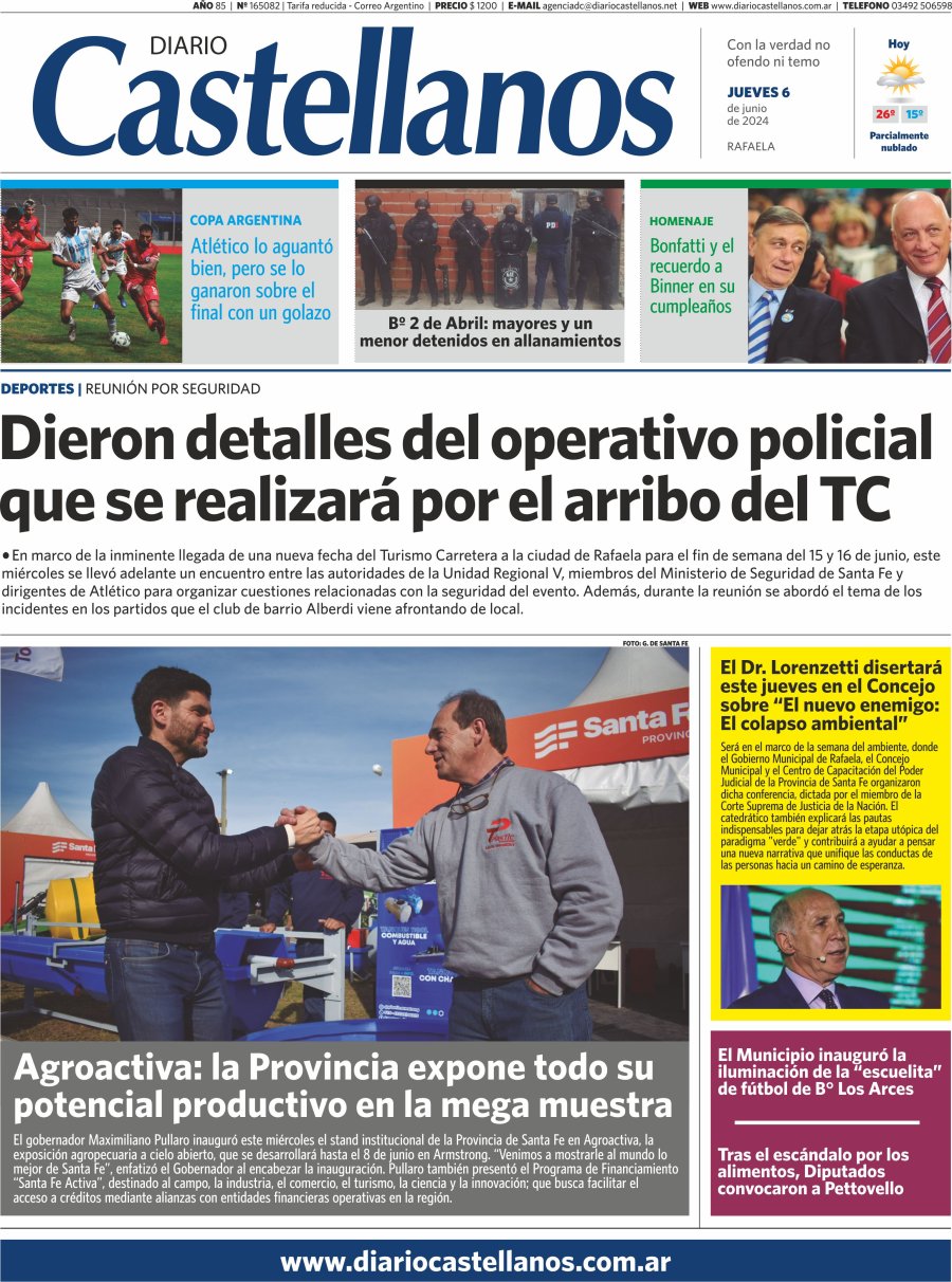 Tapa y diario Castellanos….Informate!