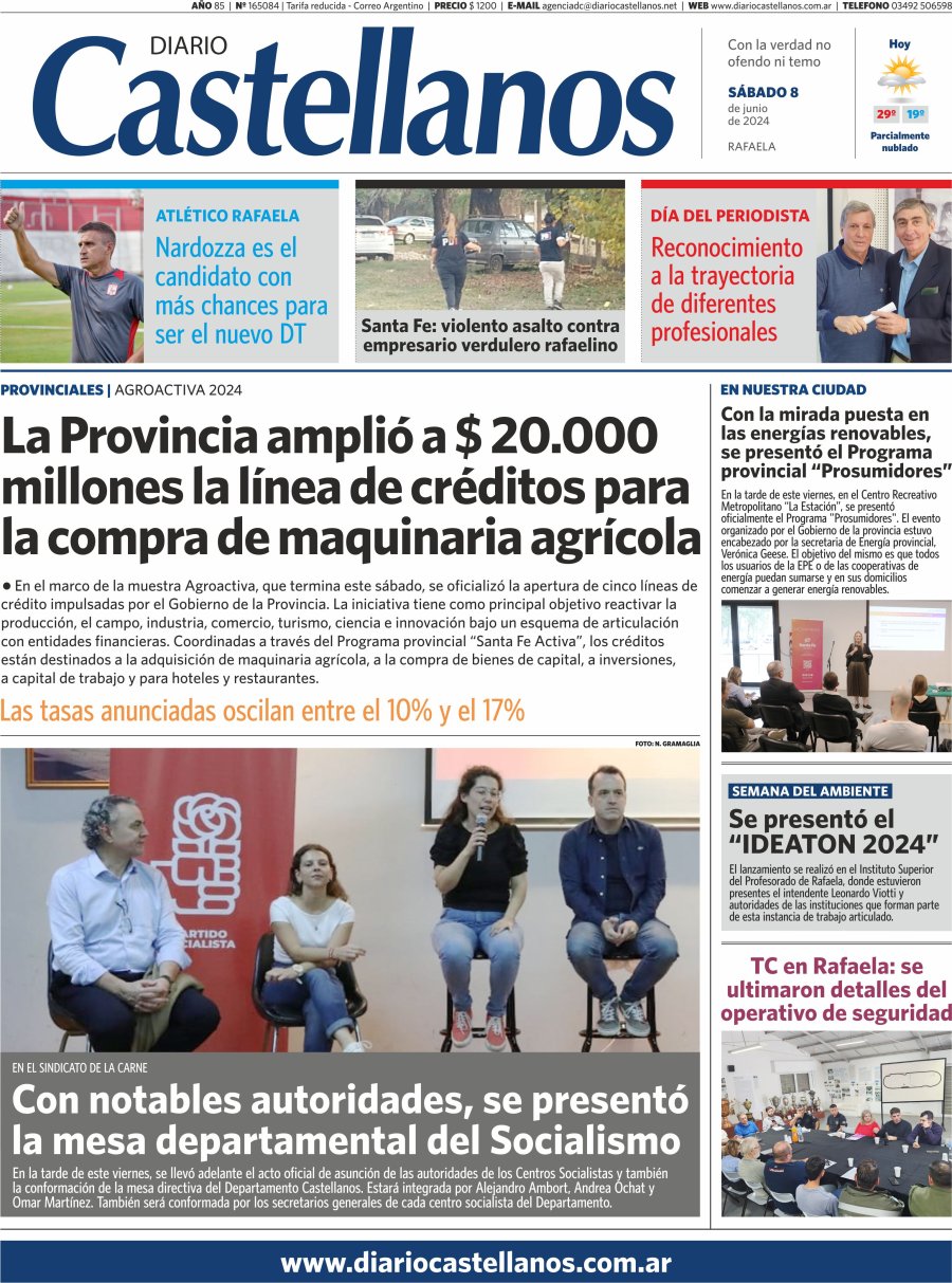 Tapa y diario Castellanos …Informate!