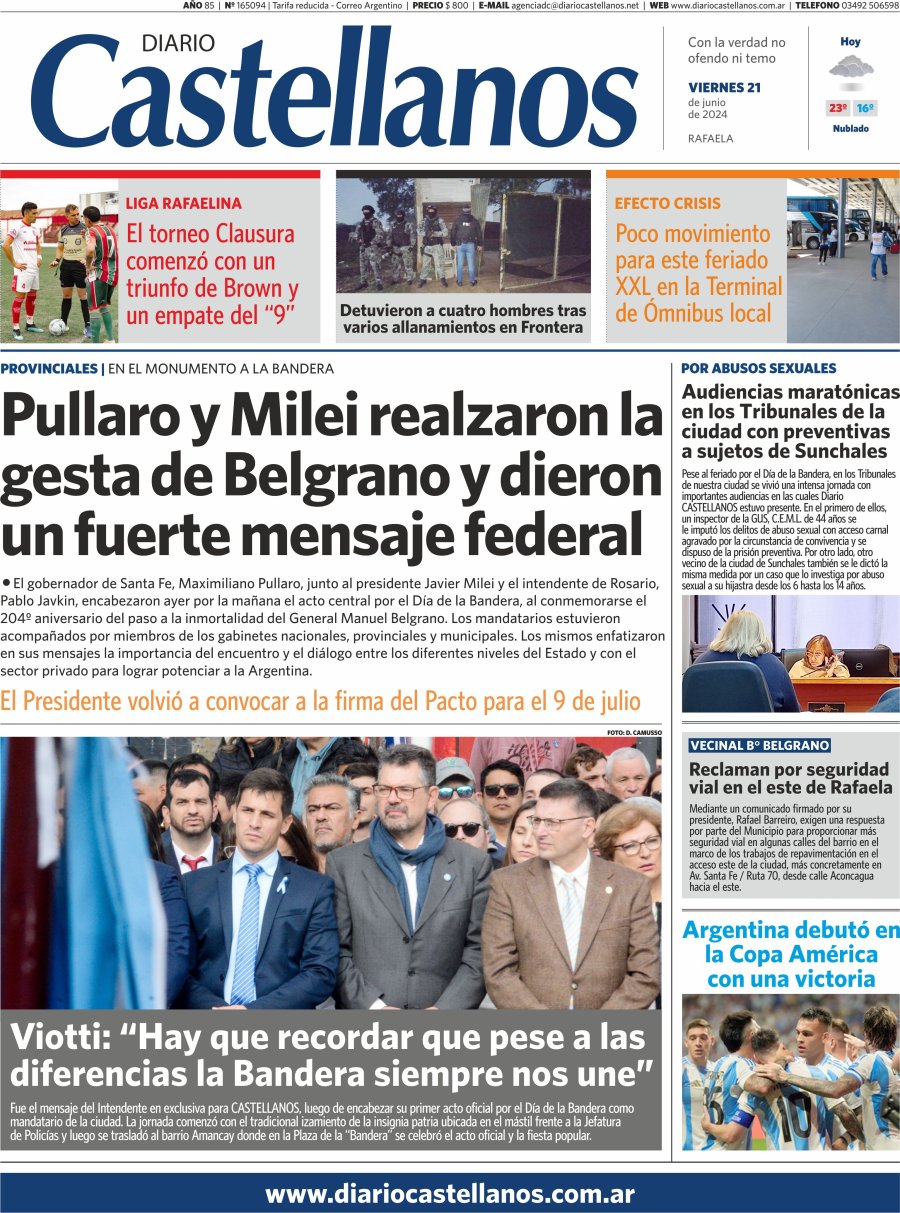 Tapa y diario Castellanos…Informate!