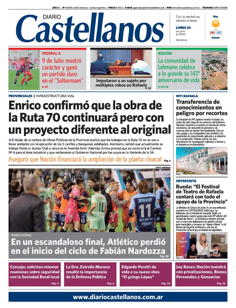 Tapa y diario Castellanos….Informate!!